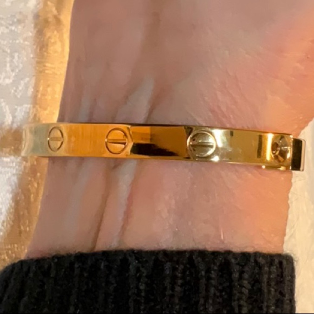 Aldo Cipullo Love Bracelet Gold Electrolated Open Bangle Bracelet Copyright 1970 - Picture 4 of 16